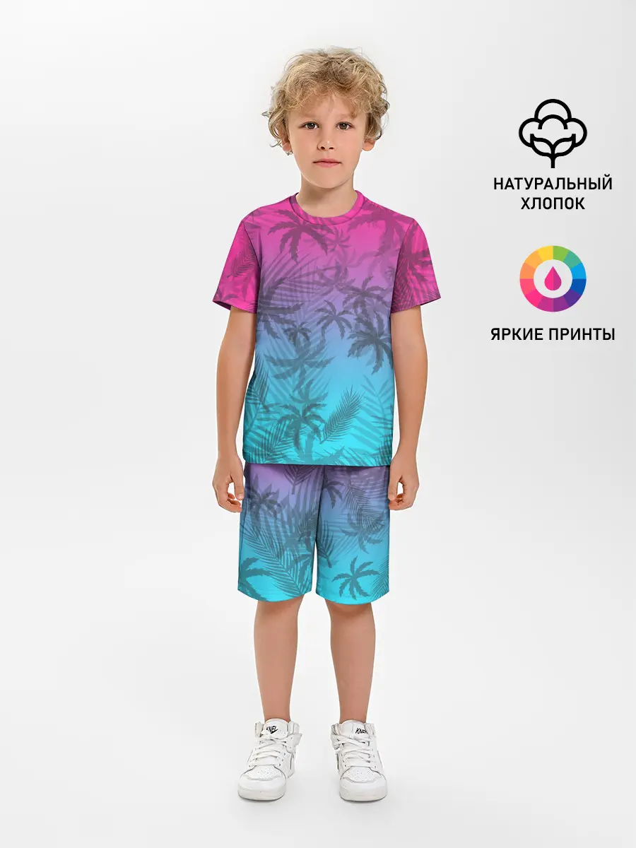 Детская пижама с шортами / РЕТРО ПАЛЬМЫ