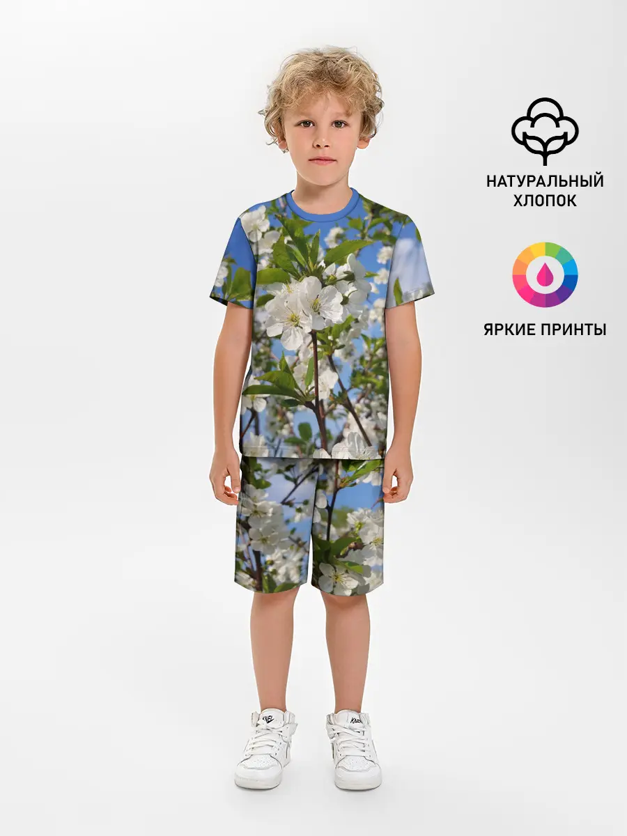 Детская пижама с шортами / Цвет вишни