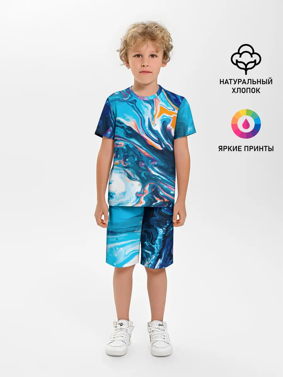 Детская пижама с шортами / Волны красок