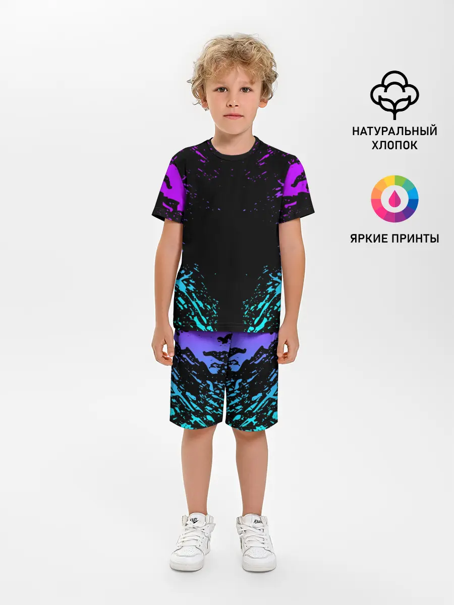 Детская пижама с шортами / НЕОНОВЫЕ БРЫЗГИ