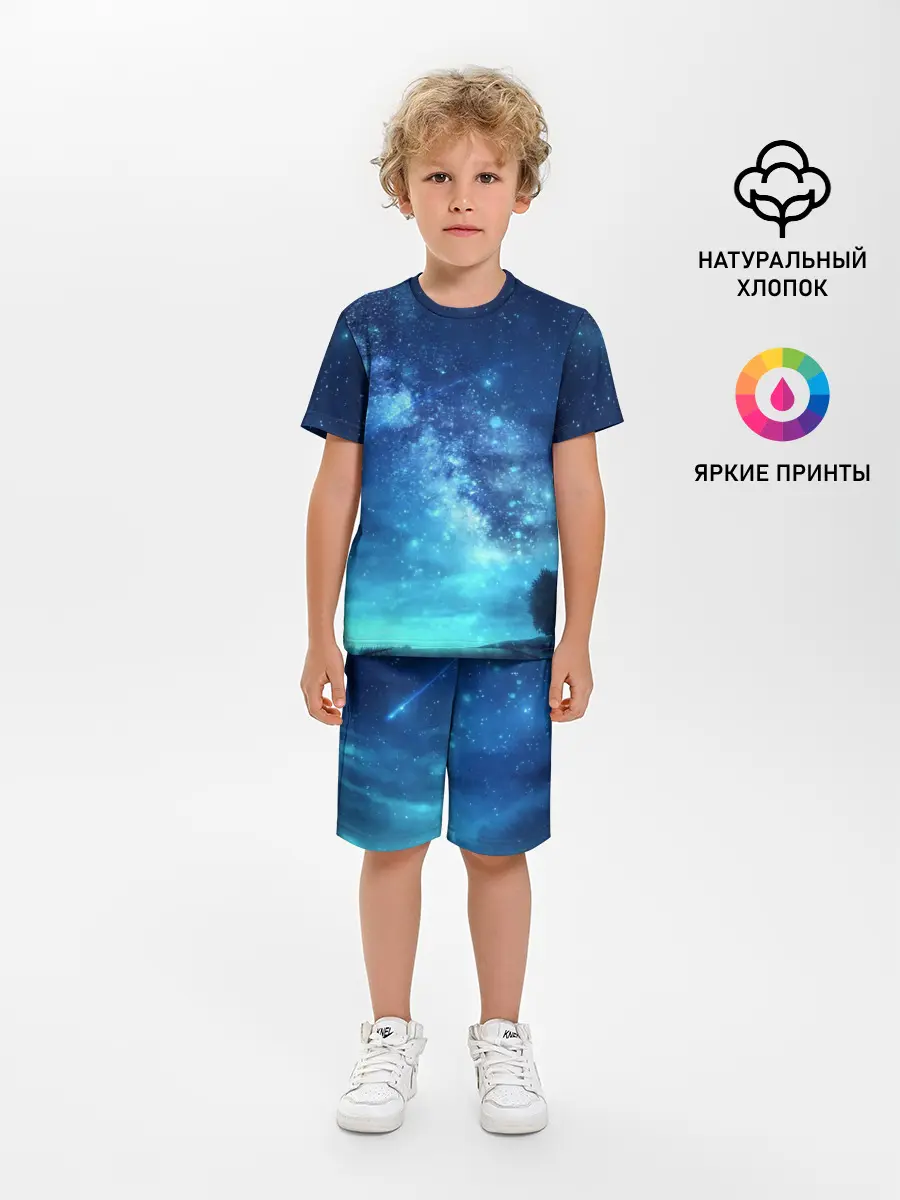 Детская пижама с шортами / Синяя Небо