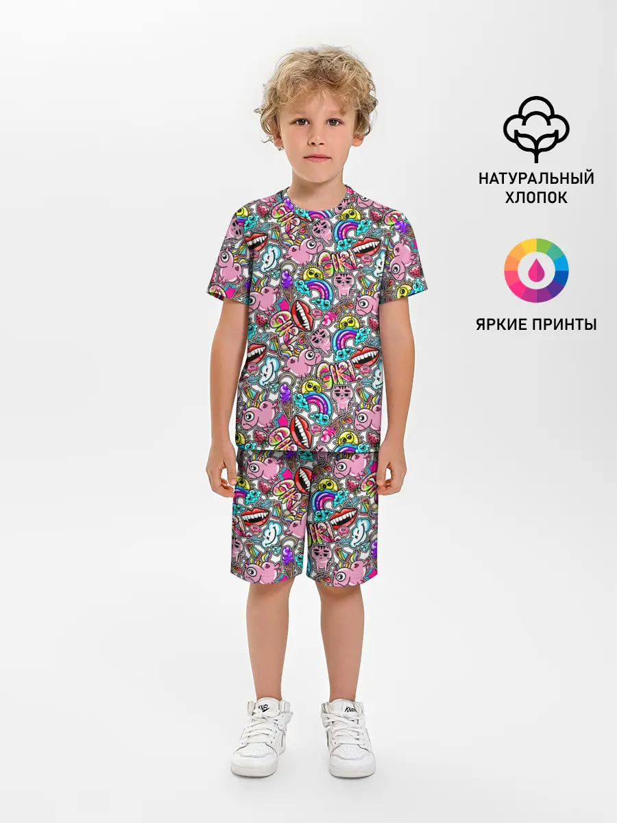 Детская пижама с шортами / сумасшедший стикербомб