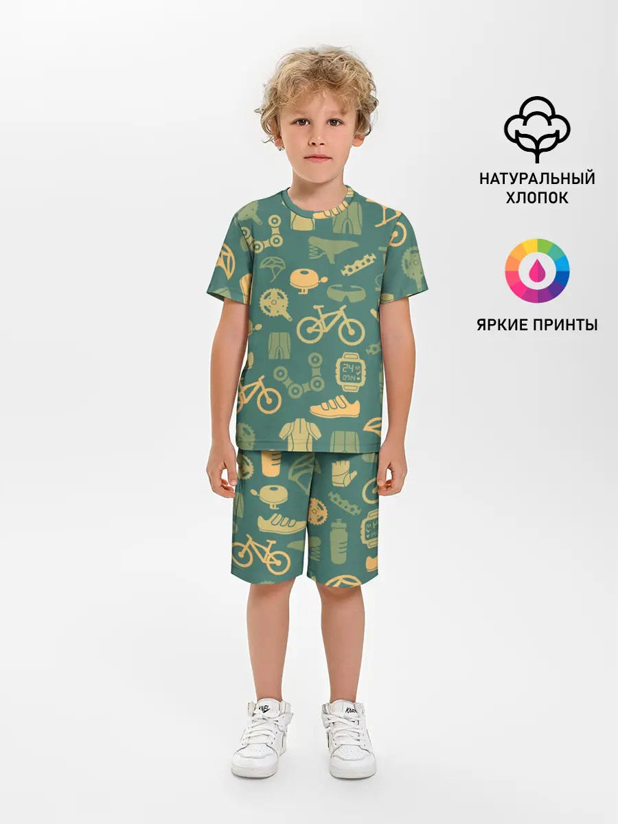 Детская пижама с шортами / Велосипед Текстура