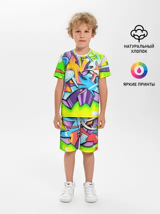 Детская пижама с шортами / Неоновая кислота