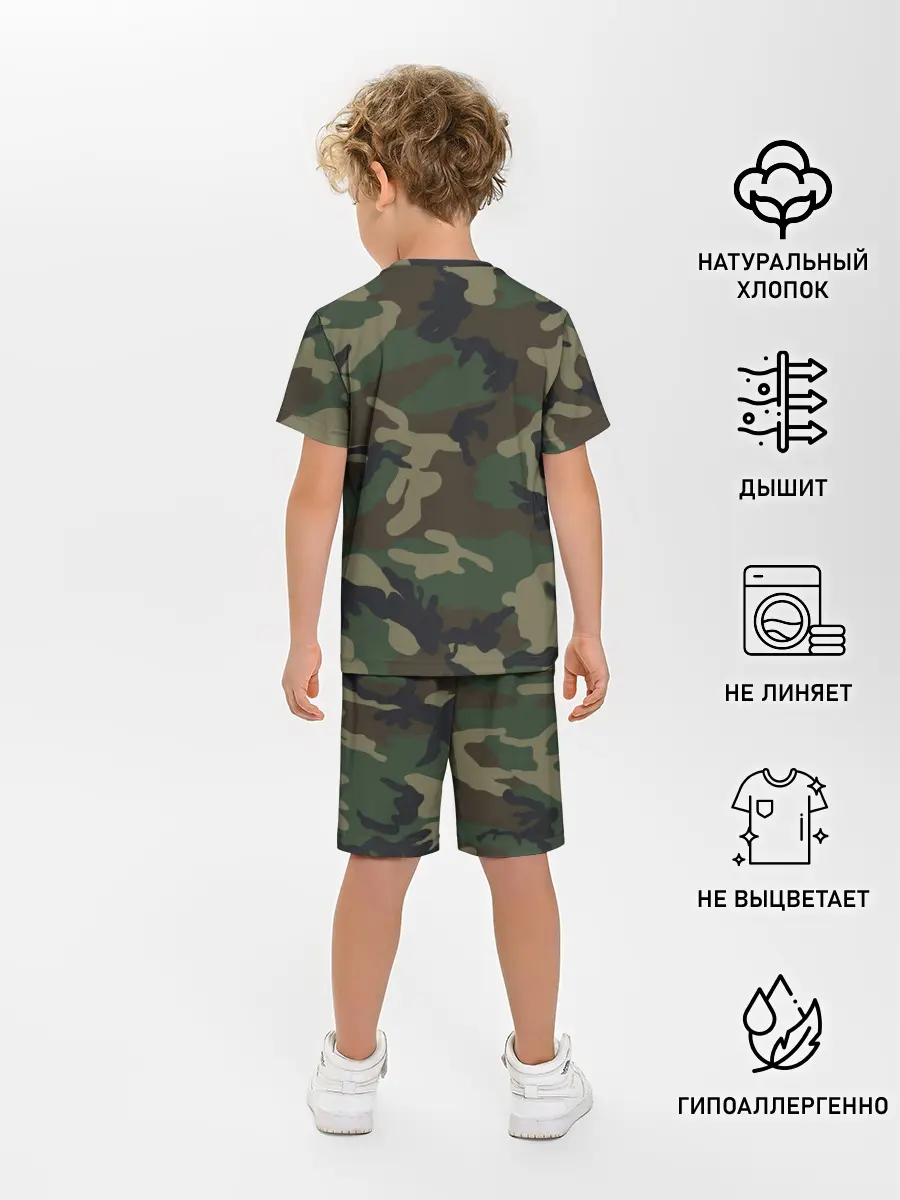 Детская пижама с шортами / Рваный камуфляж ВДВ