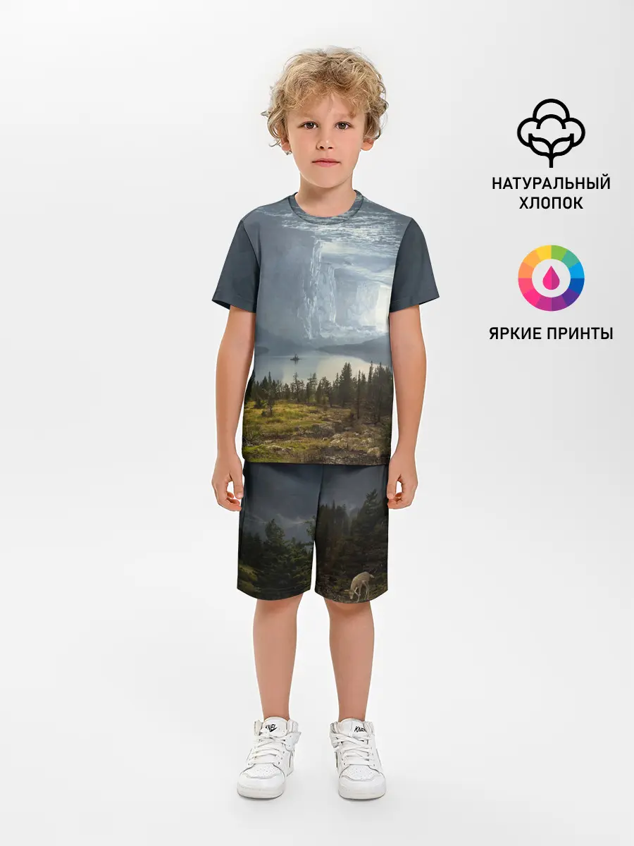 Детская пижама с шортами / Фантастический пейзаж