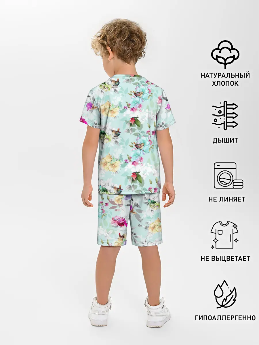Детская пижама с шортами / Весенние цветы