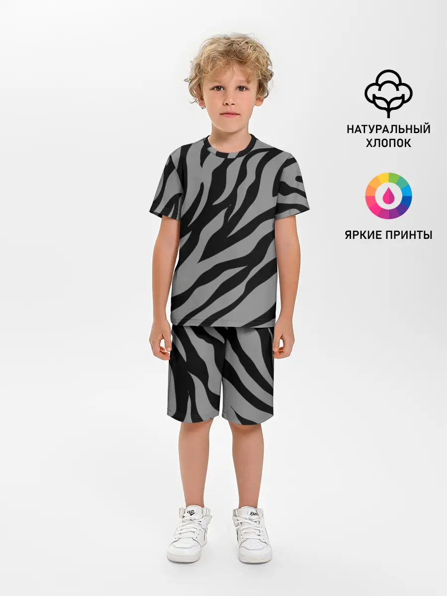 Детская пижама с шортами / Камуфляж Зебра