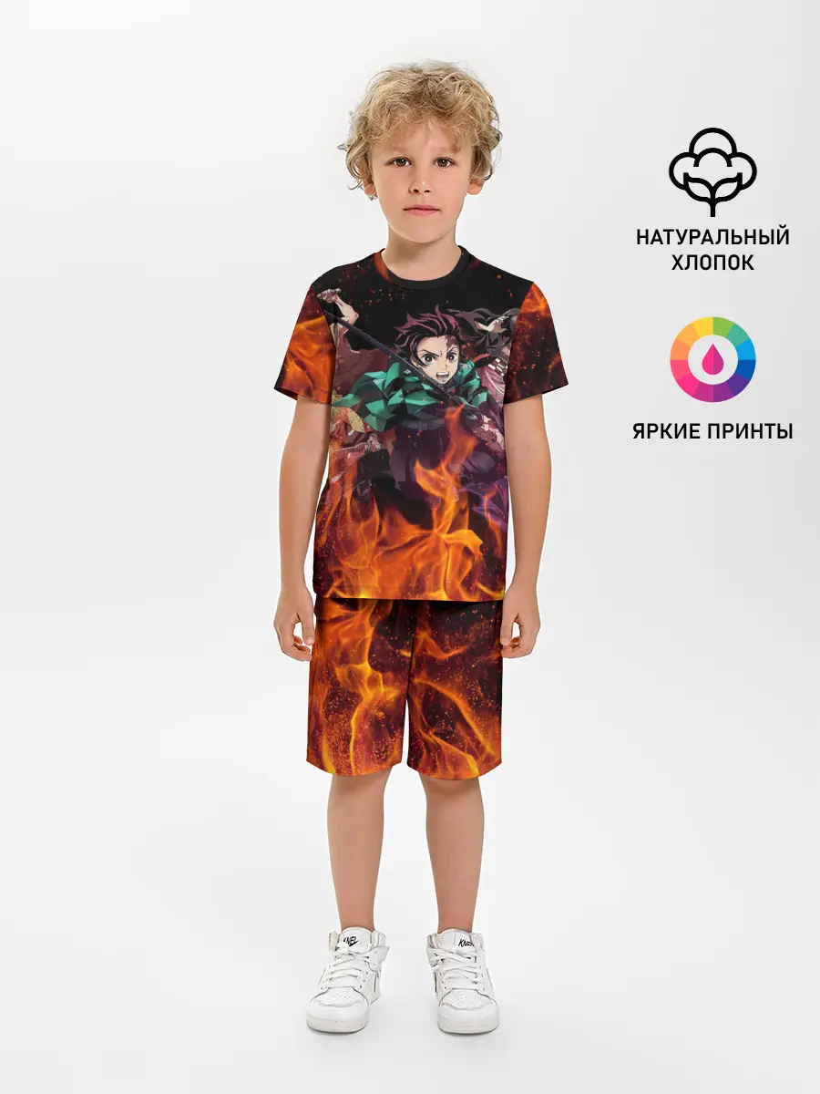 Детская пижама с шортами / Kimetsu no Yaiba в огне