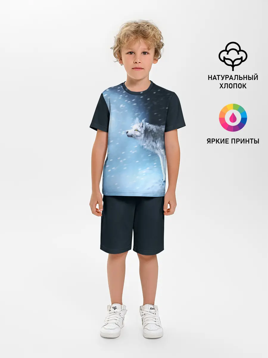 Детская пижама с шортами / ВОЛК ЗИМА