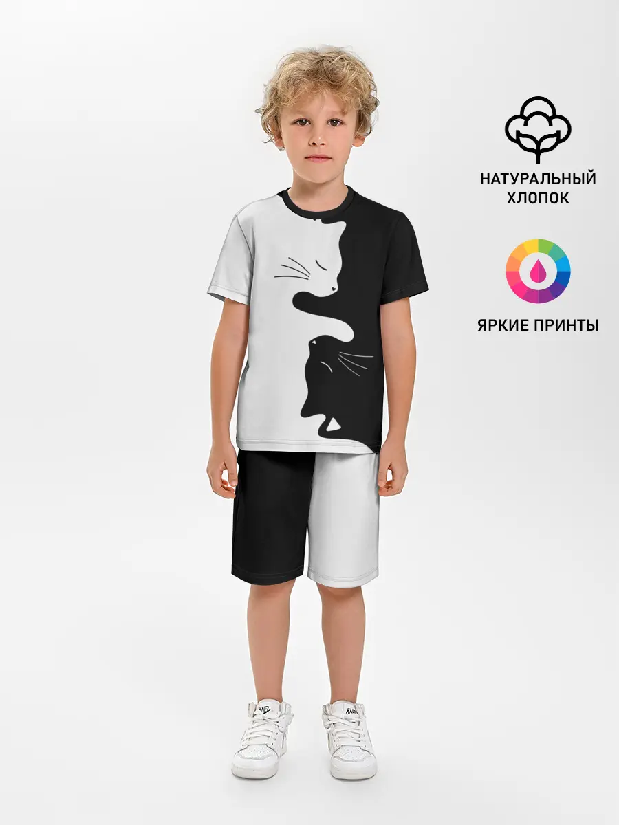 Детская пижама с шортами / Коты инь янь