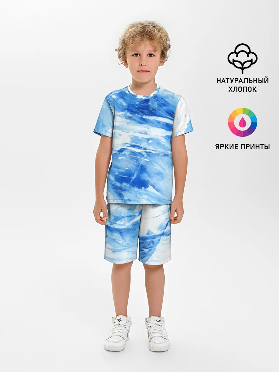 Детская пижама с шортами / Вода акварель