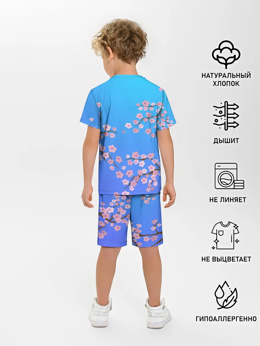 Детская пижама с шортами / Цветы сакуры
