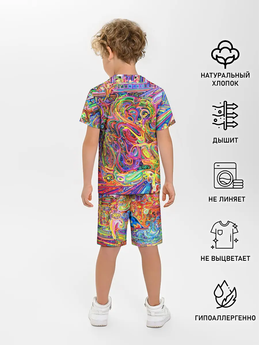 Детская пижама с шортами / НЕОНОВЫЕ ЛИНИИ / АБСТРАКЦИЯ