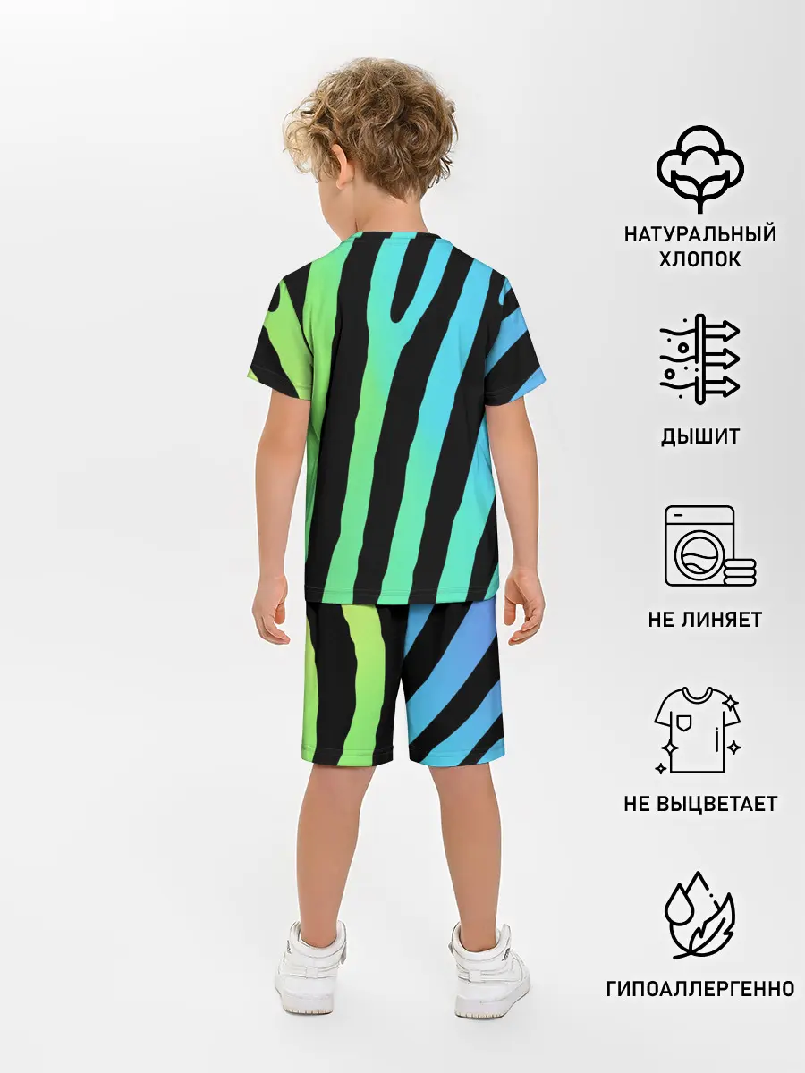 Детская пижама с шортами / Радужная зебра