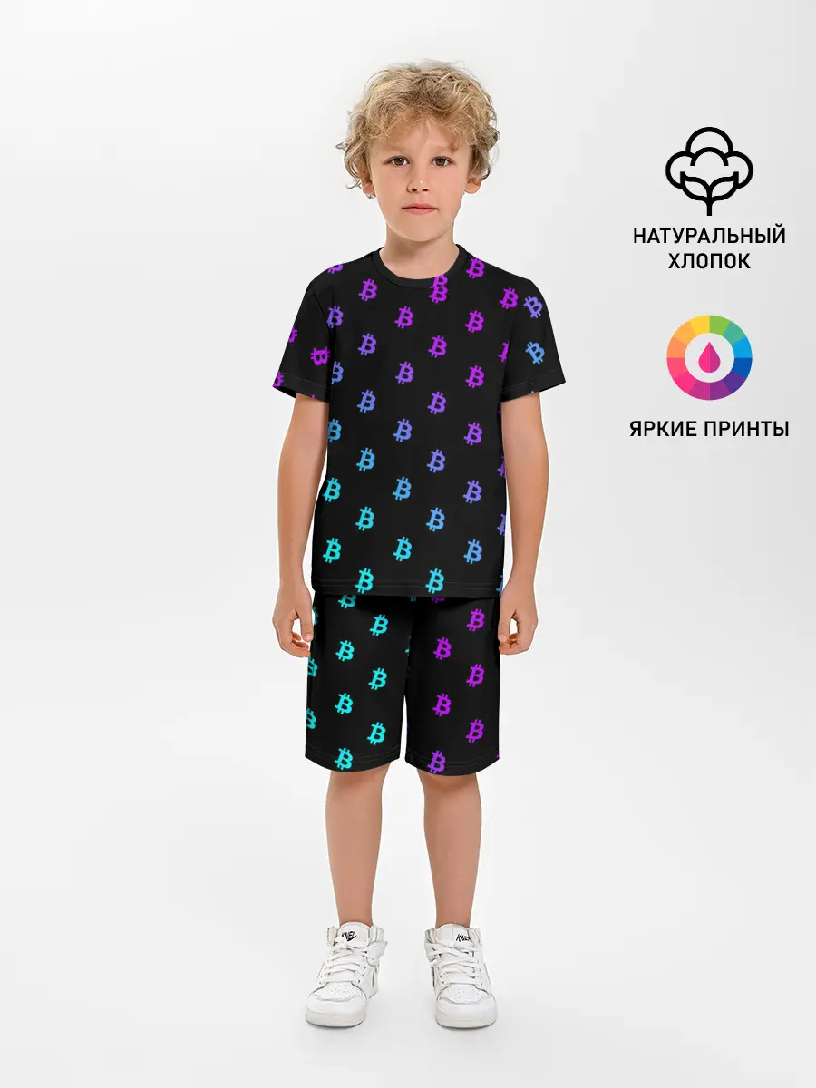 Детская пижама с шортами / БИТКОИН НЕОН |BITCOIN NEON