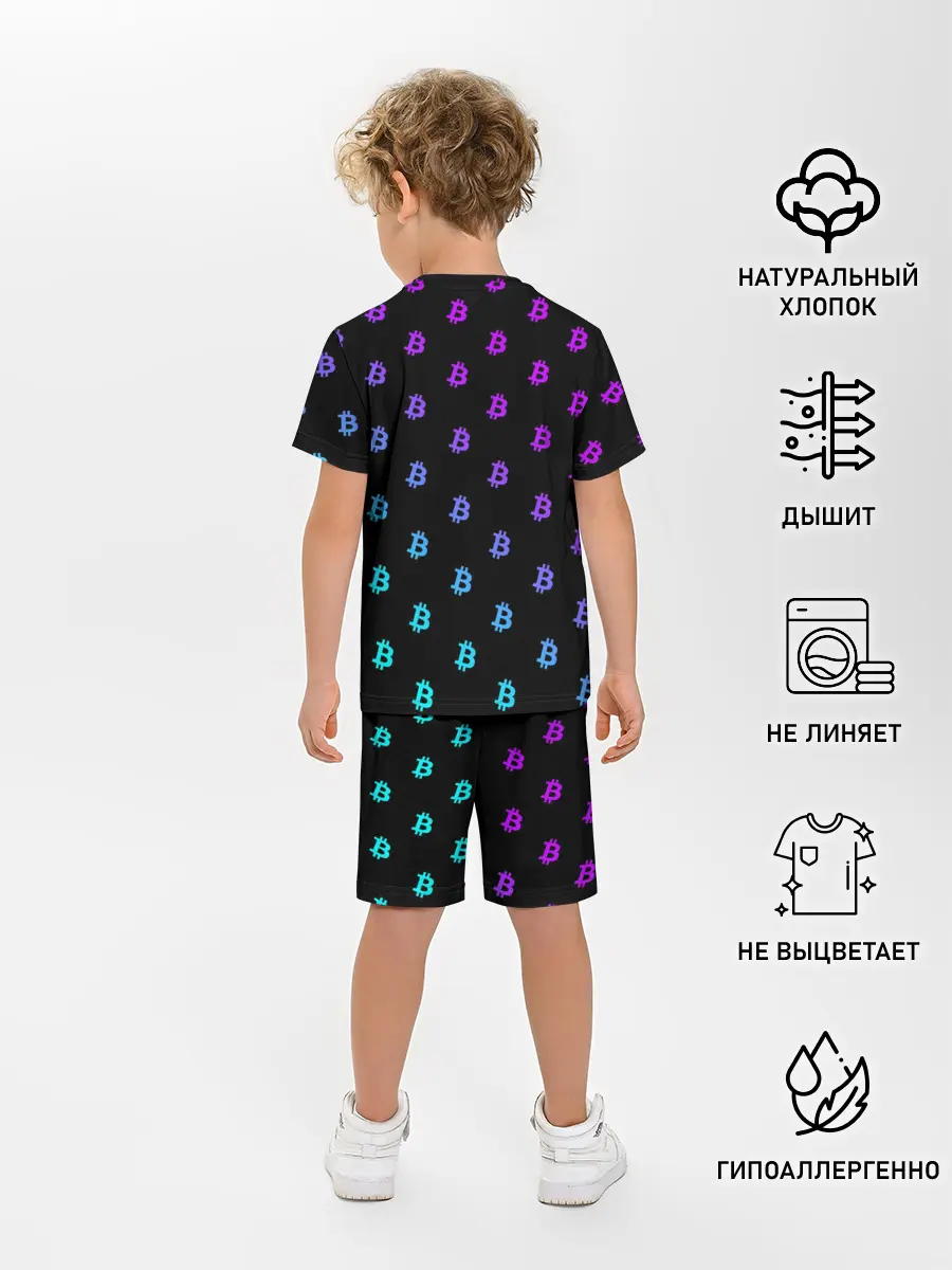 Детская пижама с шортами / БИТКОИН НЕОН |BITCOIN NEON