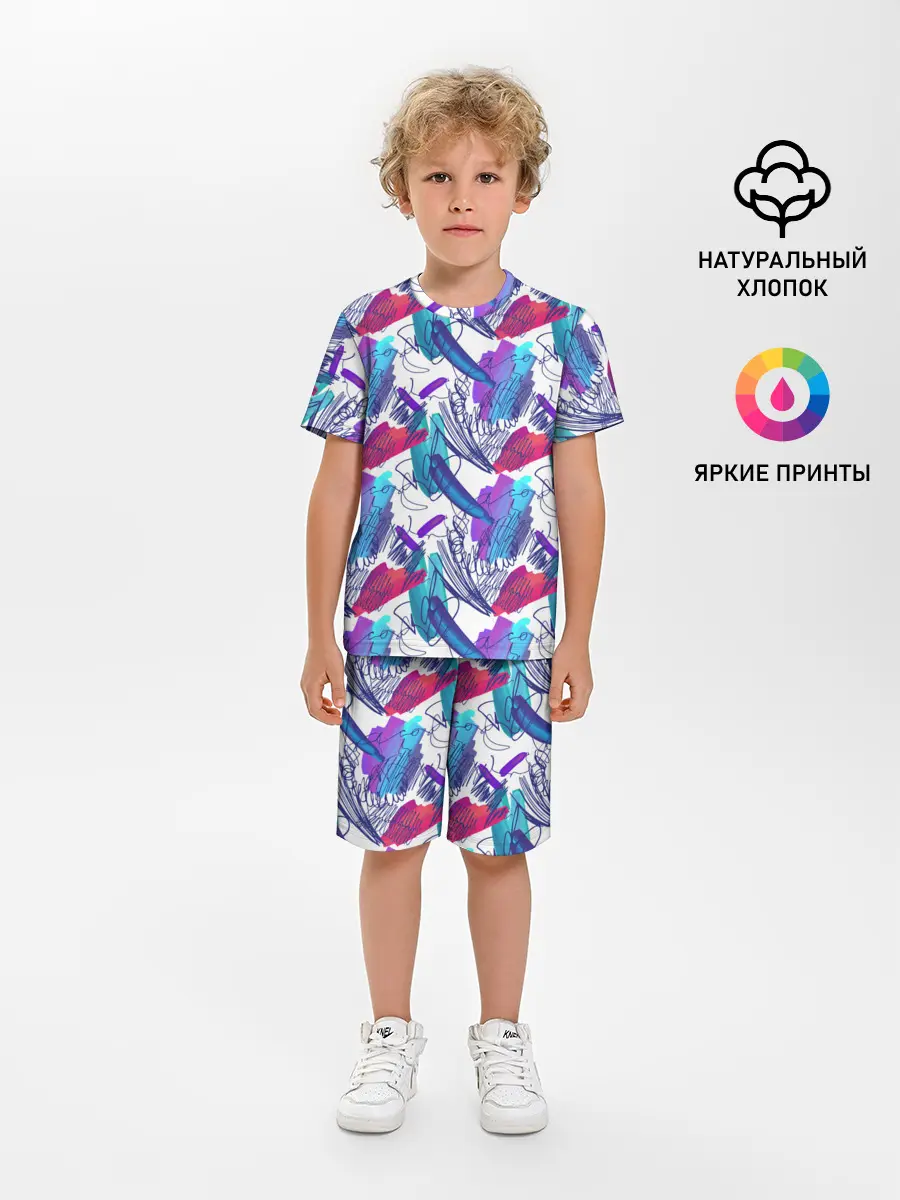 Детская пижама с шортами / Абстракция пятна краски