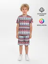 Детская пижама с шортами / Этнический красно-синий узор