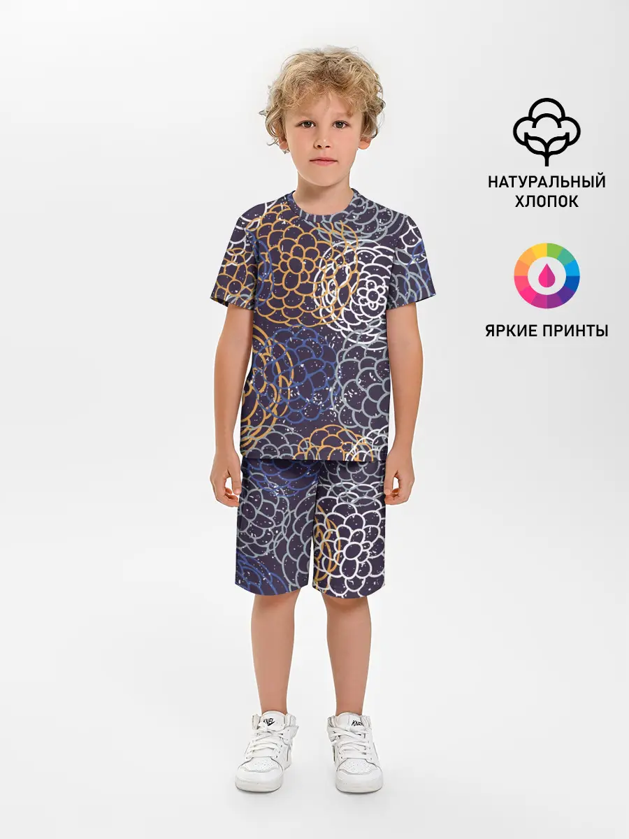 Детская пижама с шортами / текстура японские узоры