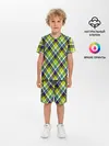 Детская пижама с шортами / Крупный клетчатый косой узор