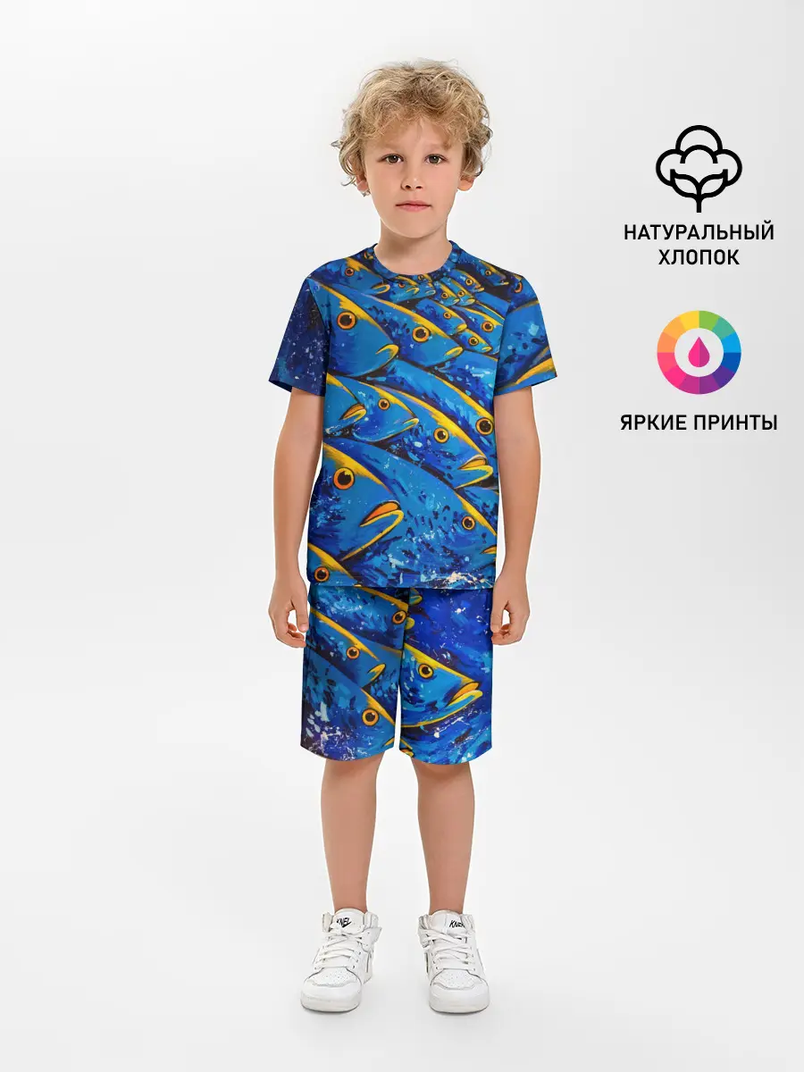Детская пижама с шортами / Рыбалка