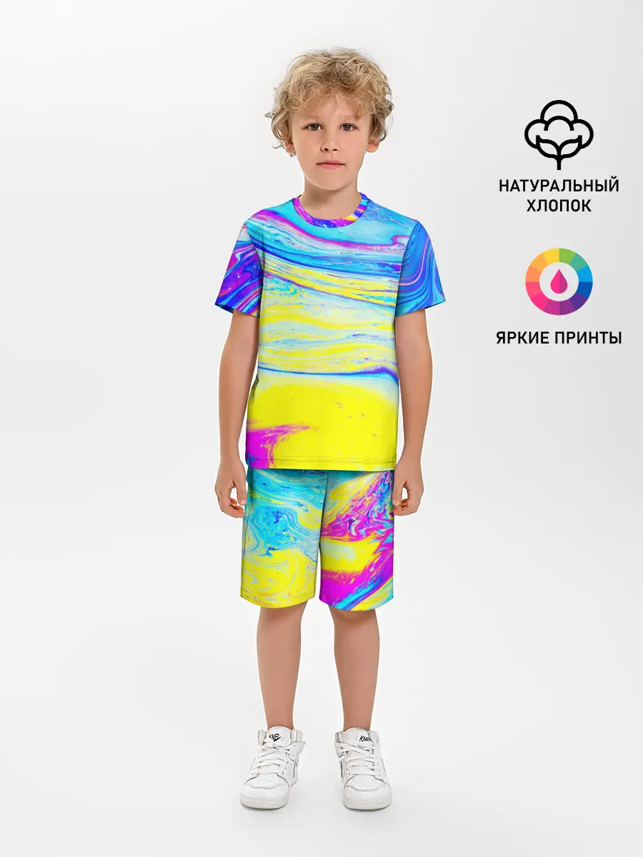 Детская пижама с шортами / Разводы красок