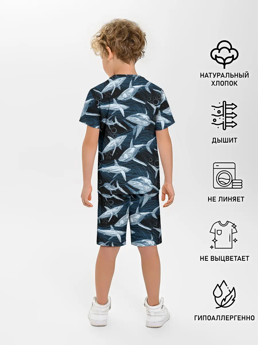 Детская пижама с шортами / Акулы