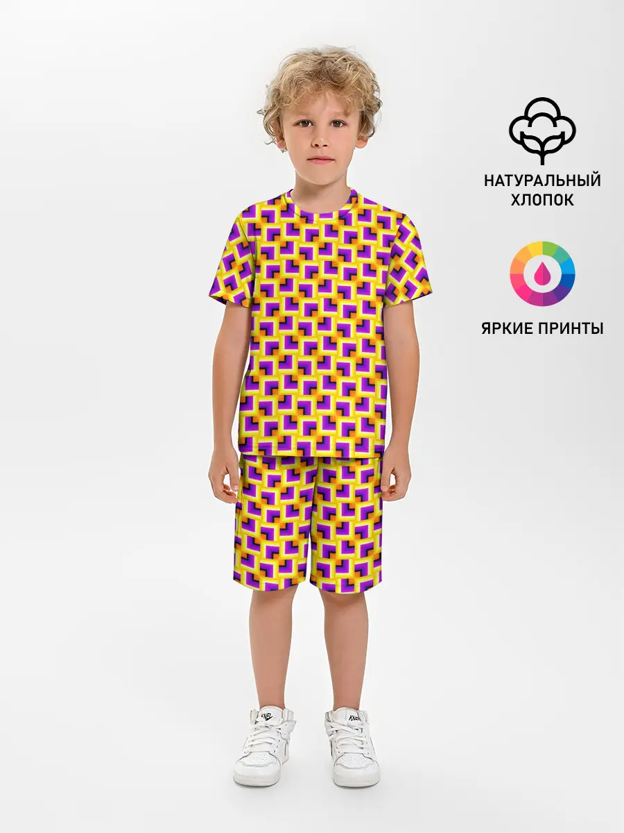 Детская пижама с шортами / Фон с квадратами