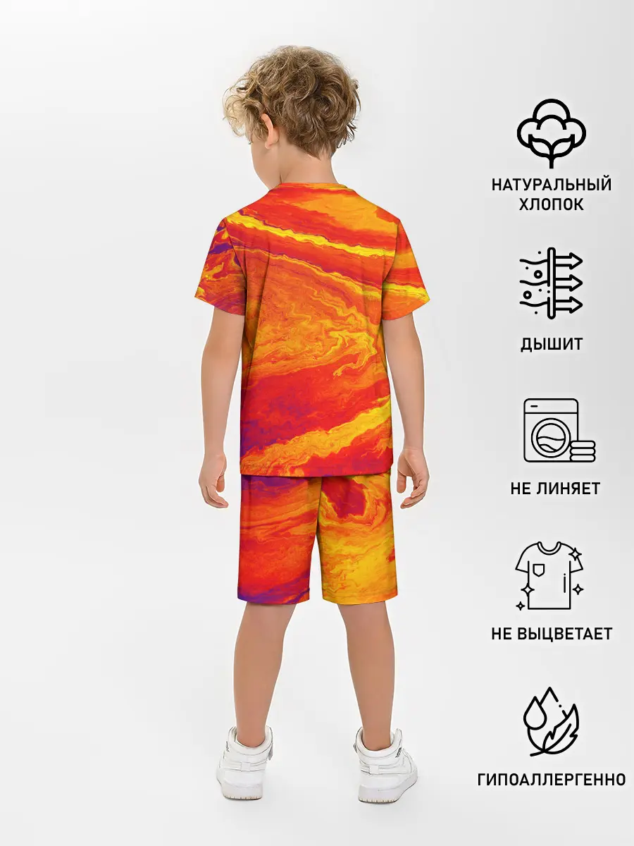 Детская пижама с шортами / ПЯТНО ЮПИТЕРА | ОРАНЖЕВЫЙ ГРАНЖ