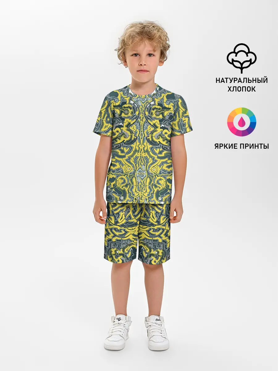 Детская пижама с шортами / УЗОР , ФУТУРИЗМ,