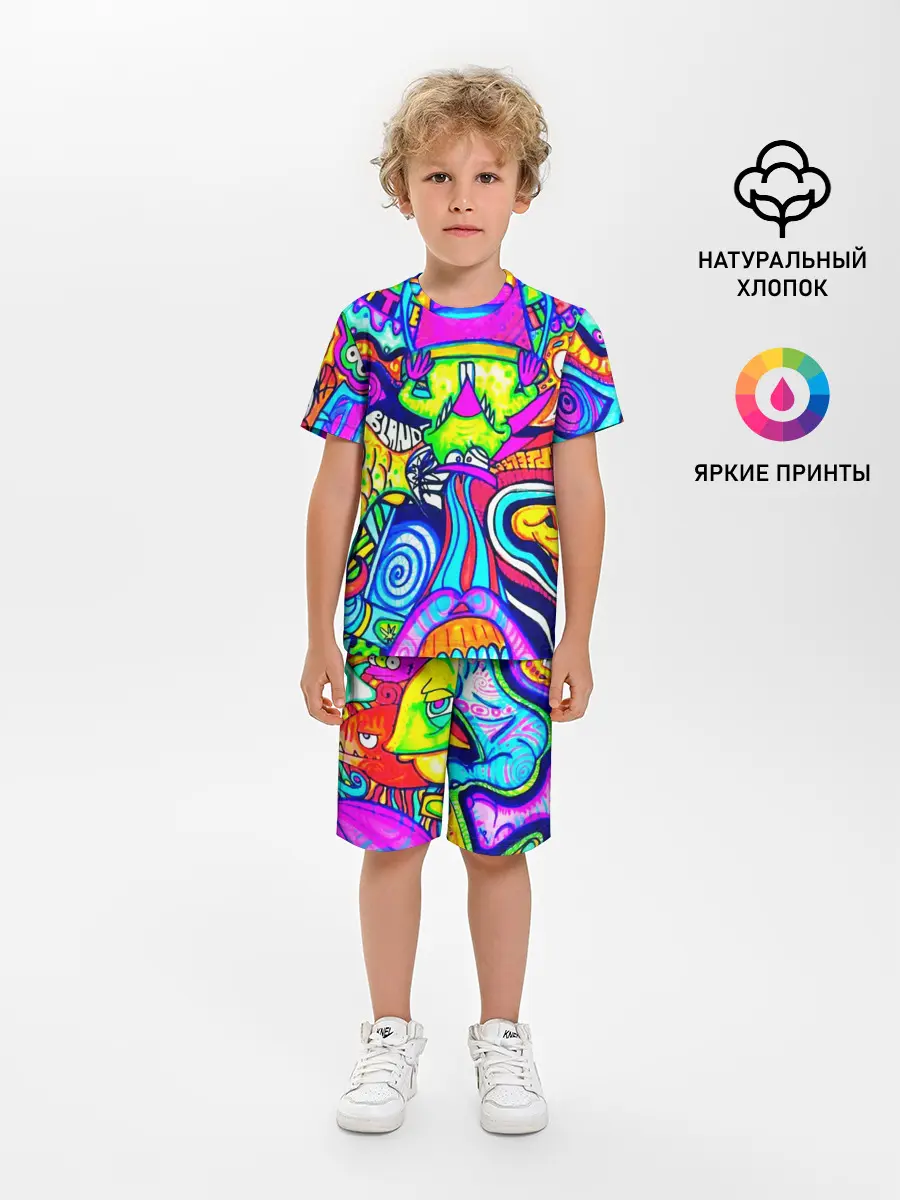Детская пижама с шортами / КИСЛОТНЫЕ РИСУНОК
