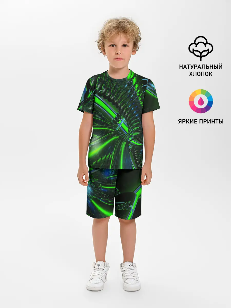 Детская пижама с шортами / DIGITAL NEON GREEN
