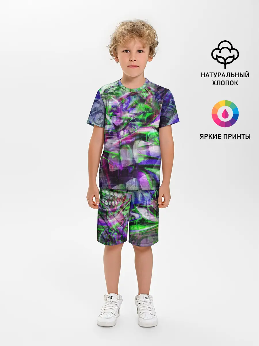 Детская пижама с шортами / Граффити на стене