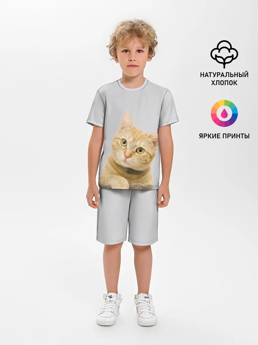 Детская пижама с шортами / Рыжий котик