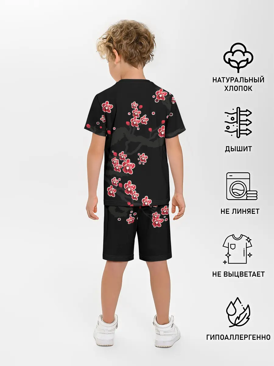 Детская пижама с шортами / САКУРА ЦВЕТЁТ И БЛАГАУХАЕТ