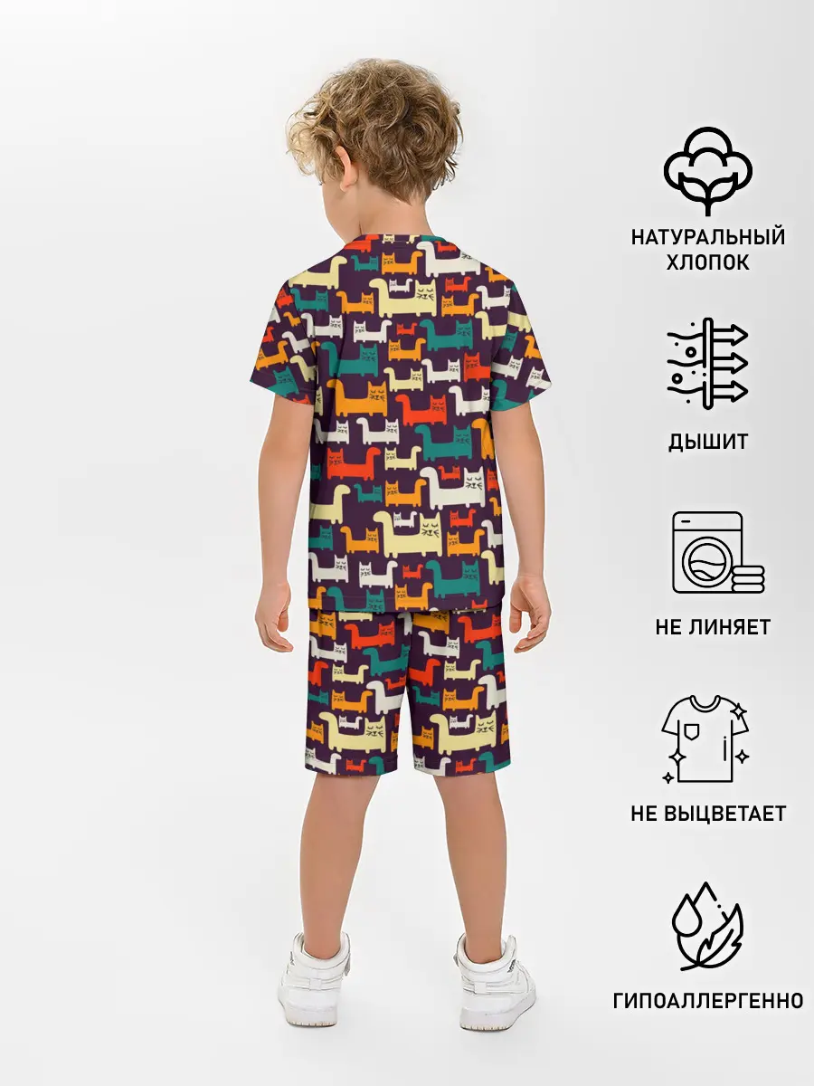 Детская пижама с шортами / Найди чёрного кота