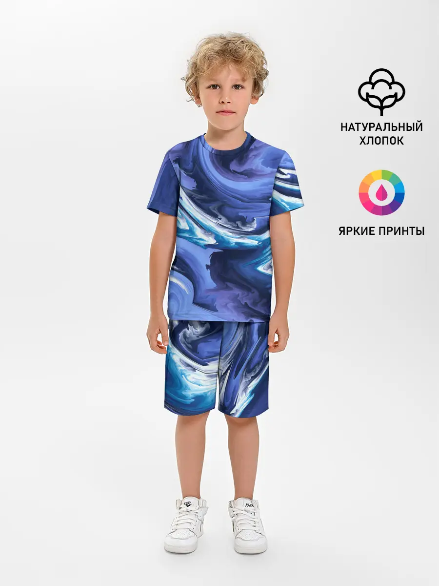Детская пижама с шортами / Абстрактные волны
