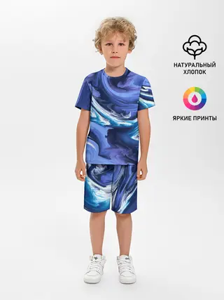 Детская пижама с шортами / Абстрактные волны