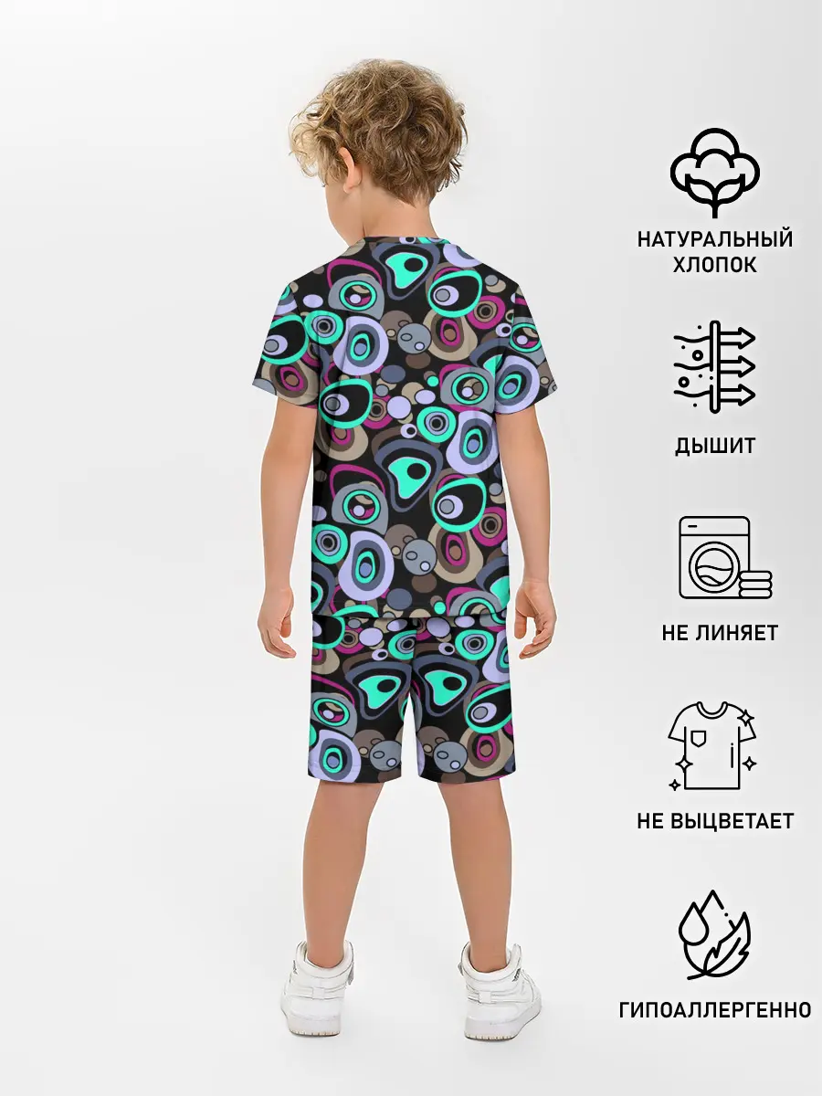 Детская пижама с шортами / Абстрактный узор ретро