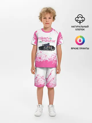 Детская пижама с шортами / Девушки и танки | Pink