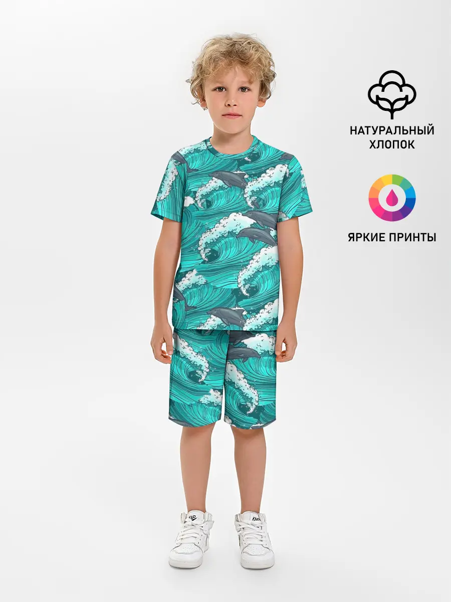 Детская пижама с шортами / Дельфины