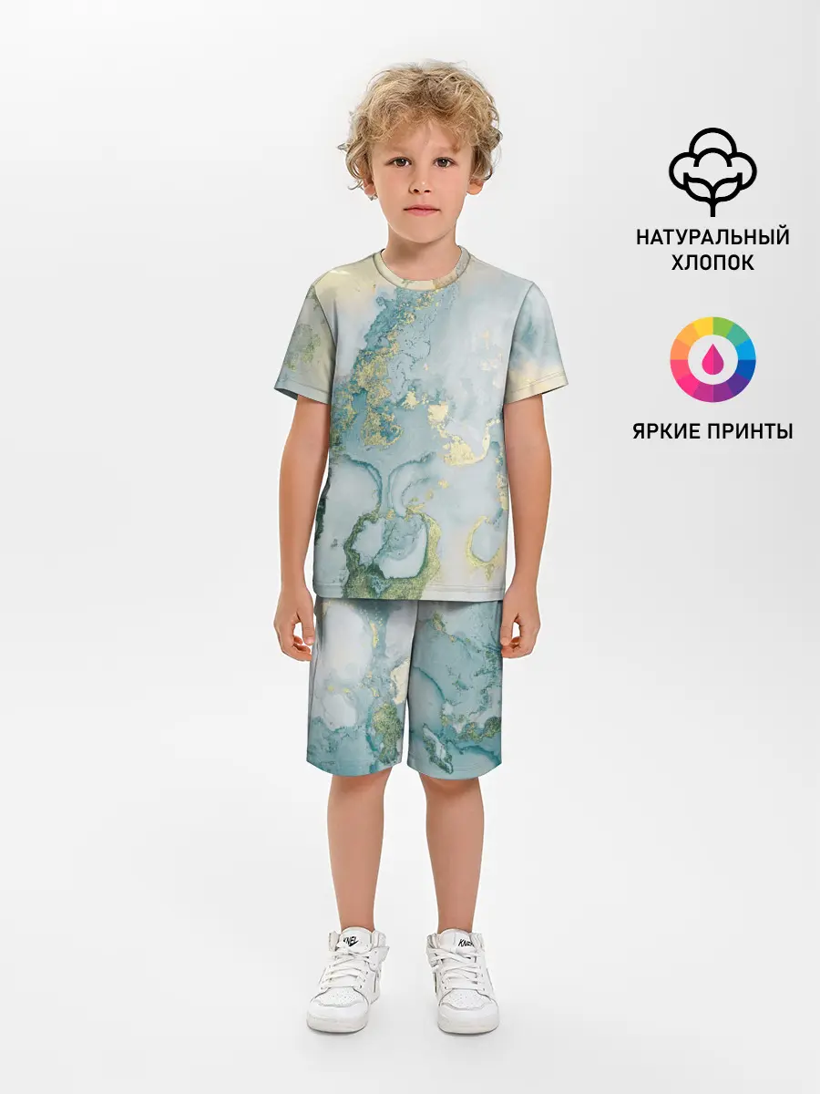 Детская пижама с шортами / Абстрактный мрамор