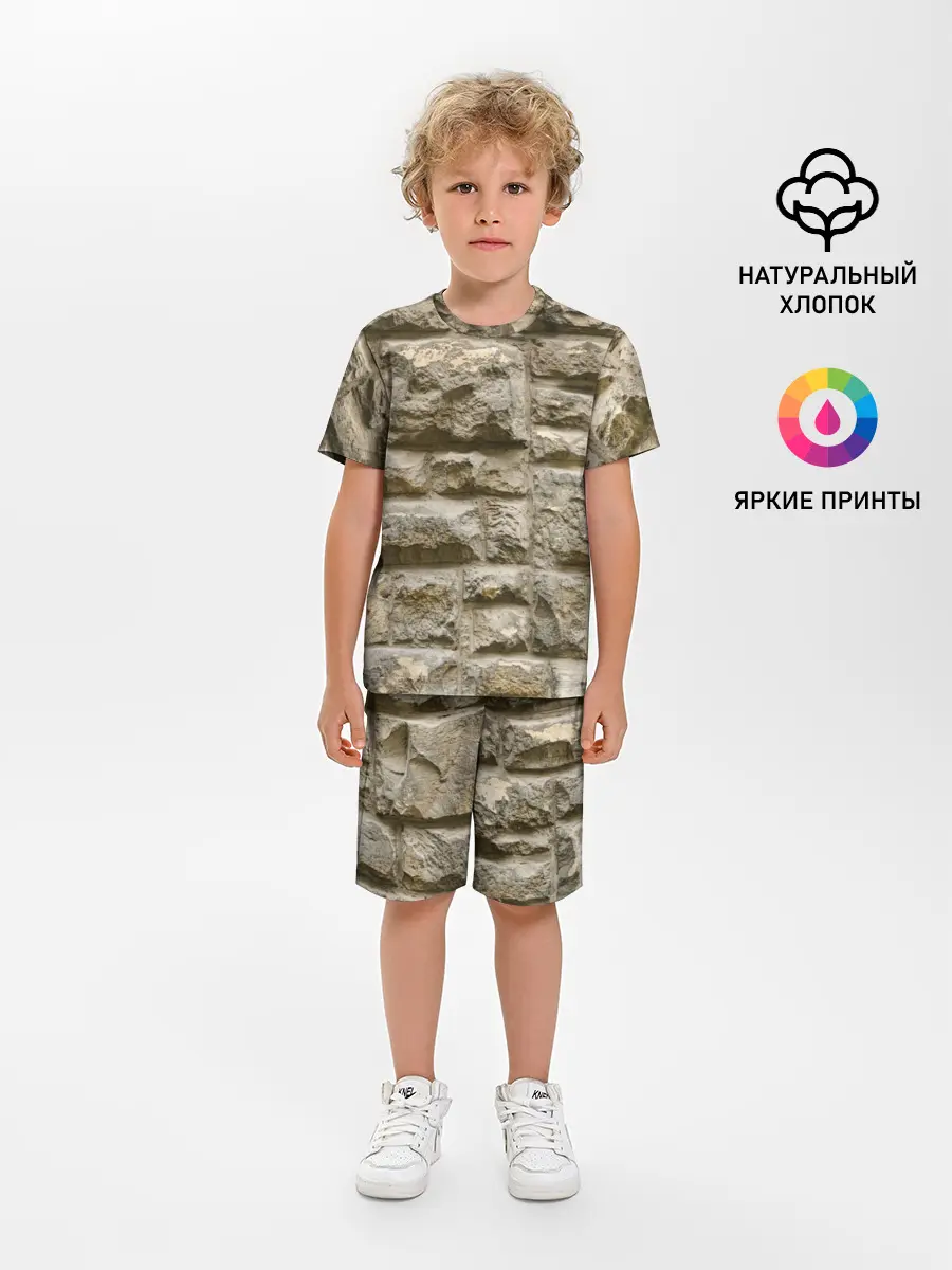 Детская пижама с шортами / Неровные блоки