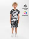 Детская пижама с шортами / Черно-белый узор. Маки.