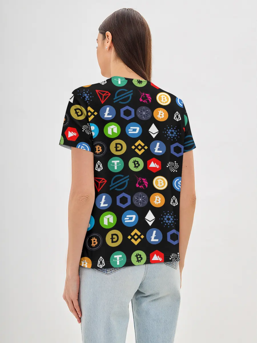 Женская базовая футболка / ЛОГОТИПЫ КРИПТОВАЛЮТ | CRYPTOCURRENCIES