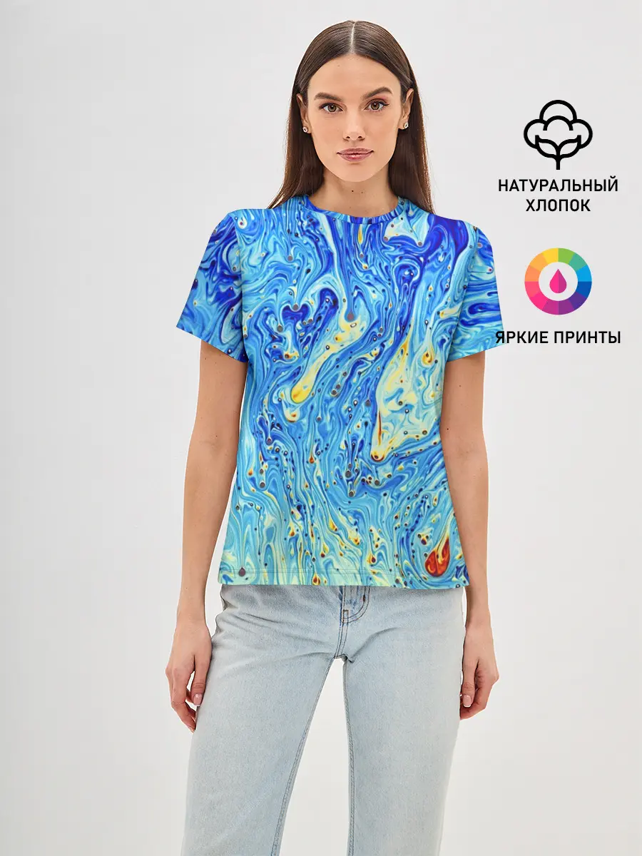 Женская базовая футболка / Сползающие краски