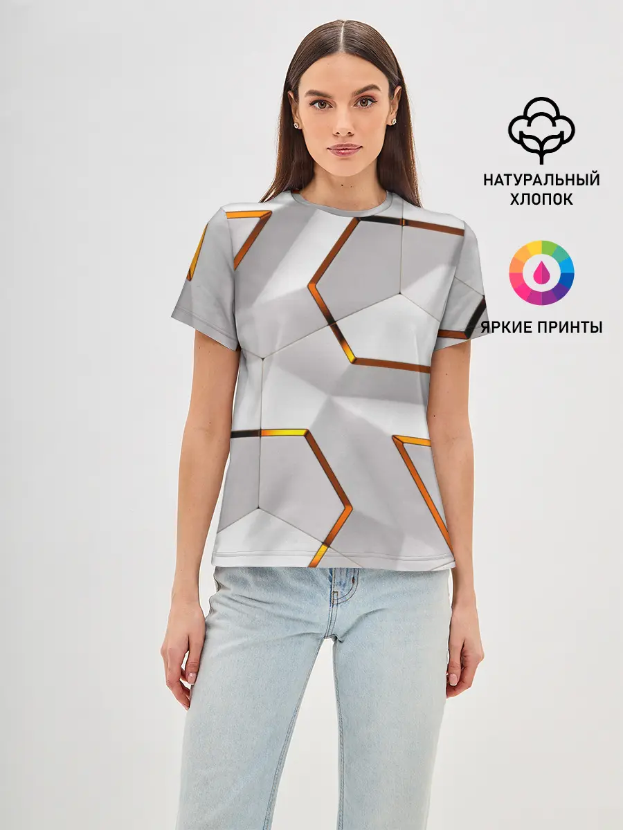 Женская базовая футболка / 3D абстракция Iron