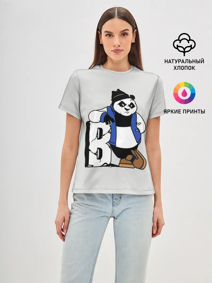Женская базовая футболка / Серьёзная Панда