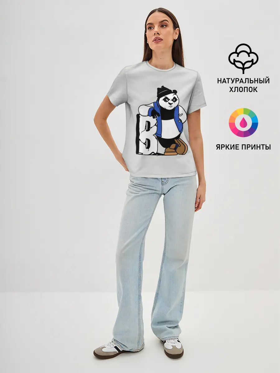 Женская базовая футболка / Серьёзная Панда